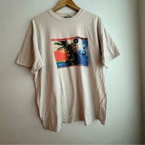 Vintage Ocean Pacific Graphic Beige Cotton Made In Canada Surfing T-Shirt L